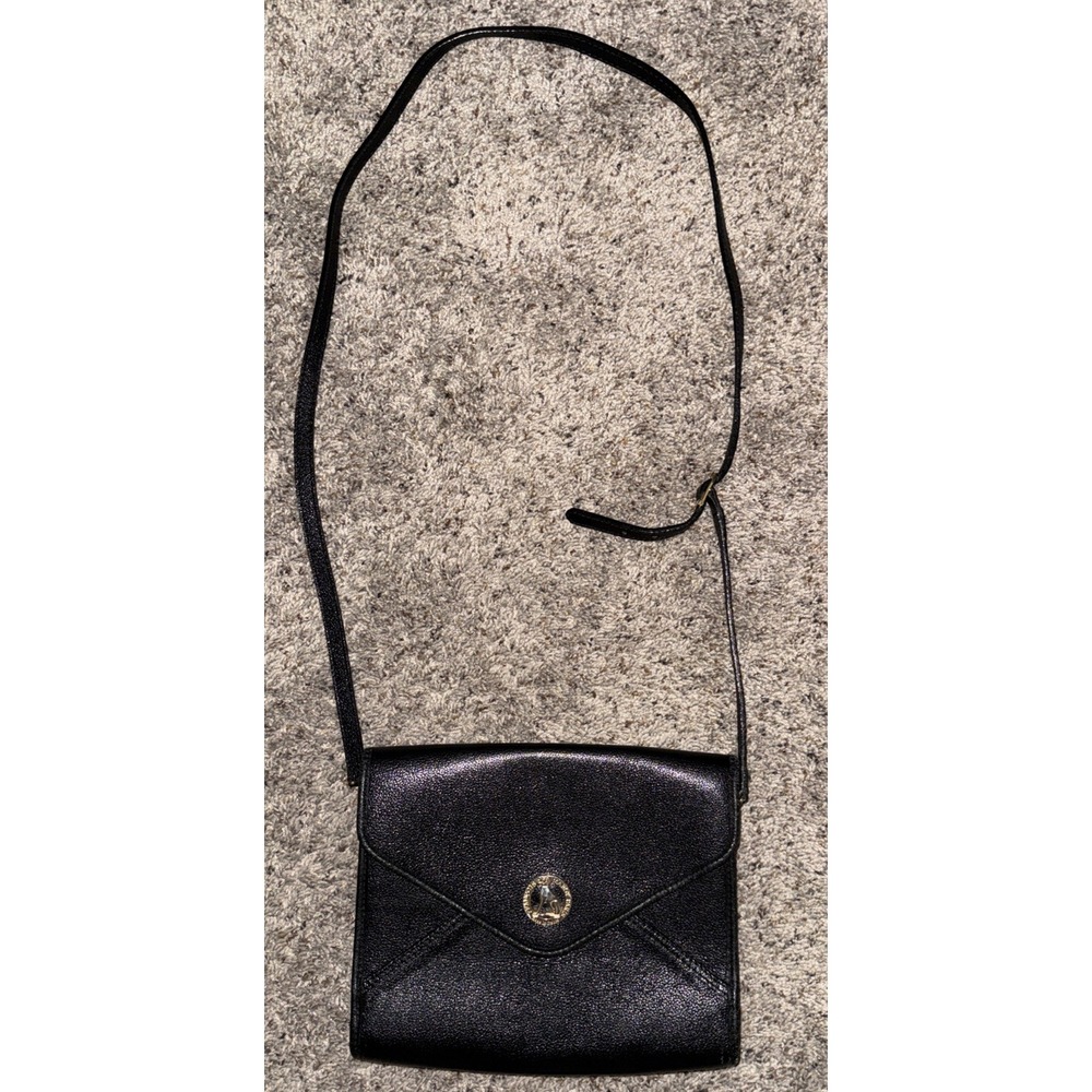 Vintage Francois Marot Paris Leather Clutch / Shoulder Bag envelope style black